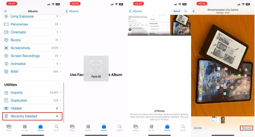 西城苹果14维修分享 iPhone14 上恢复已删除的照片 